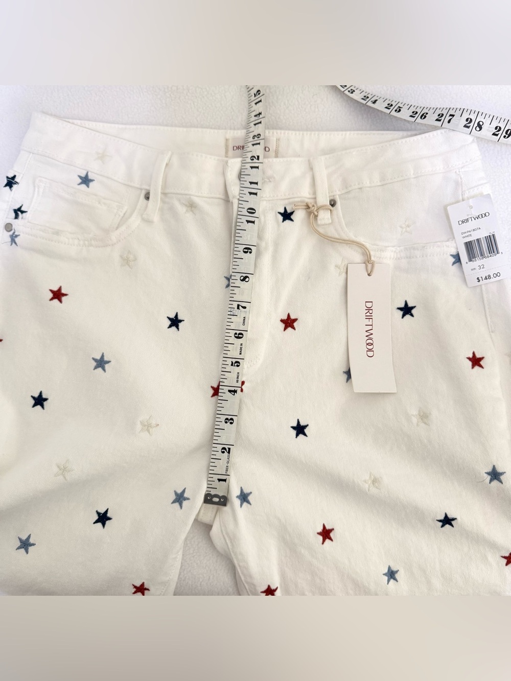 Driftwood Charlee Starry Eyed Embroidered Cropped Wide Leg Jeans Size 32 NWT - Picture 8 of 16